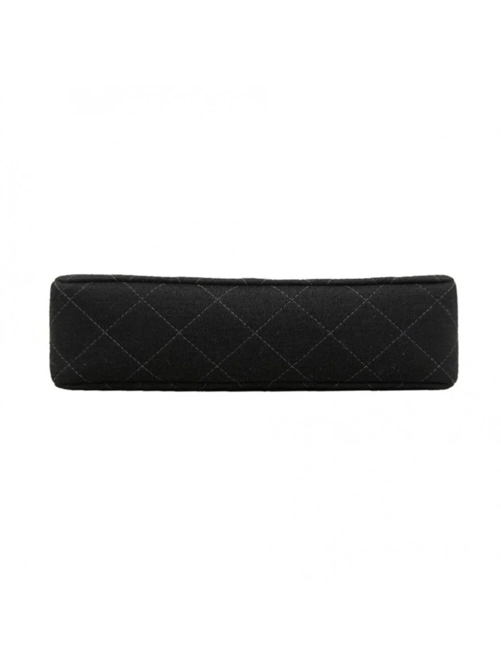 Chanel Shoulder Bag Quilted Cotton Black Silver
